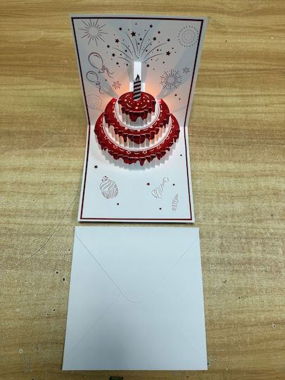 Card De Ziua De Naștere Care Cântă Tort Luminos Lumânare Led Roșie