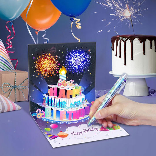 Geburtstagskarte Spielende Melodie Licht LED Kuchen Auspusten Kerze Magie