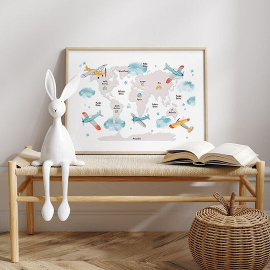 Posters Poster World Map Airplanes Paper 20x15cm