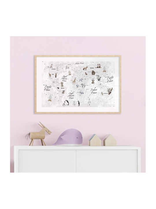 Αφίσες Poster Γκρι Χάρτης Ζώα Χαρτί 20x15cm