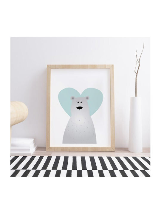 Poster Bear Blue Heart Paper 15x20cm