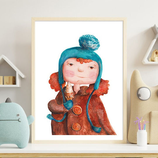 Poster Posters Girl Blue Hat Paper 15x20cm