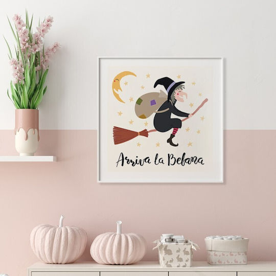 Witch Flying Paper Poster 40x40cm