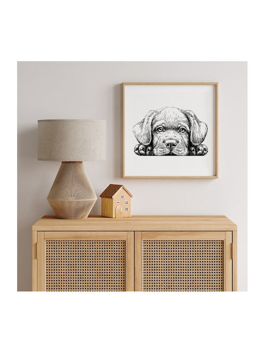 Poster Kinderposter Schwarzweiß Hund Papier 40x40cm