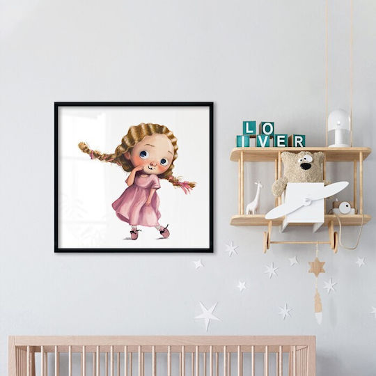 Girls Poster Girl Pigtails Paper 40x40cm