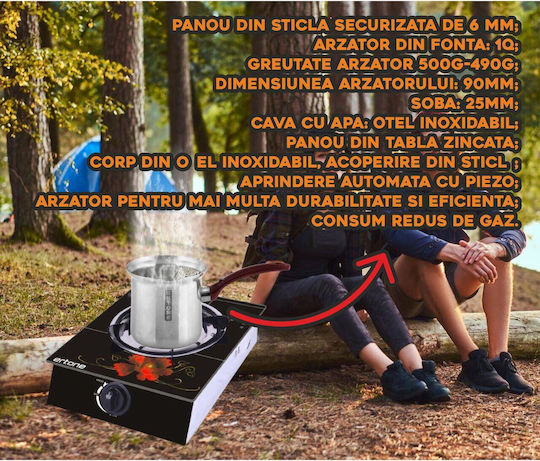 Ertone Aragaz de masă Pe gaz Singură Negru