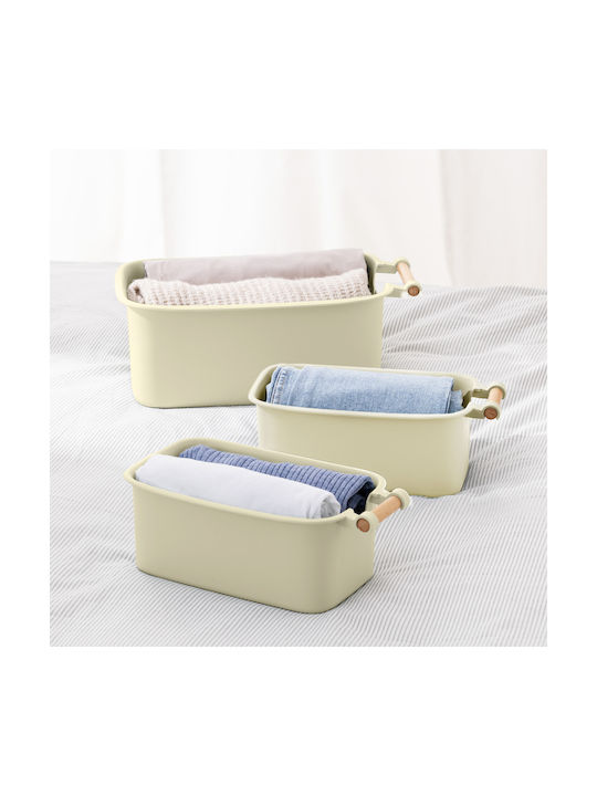 Navaris Set 4 Cutii De Prânz Din Plastic Cu Mâner Din Lemn Crem 56126.02