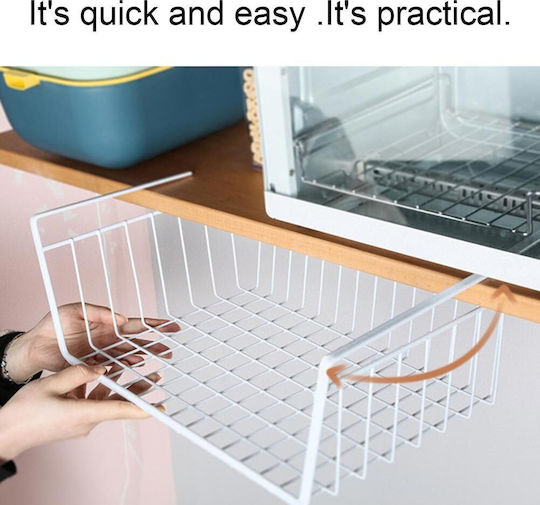 Pendant Metal Basket Shelf 40.5x26x13.5cm White