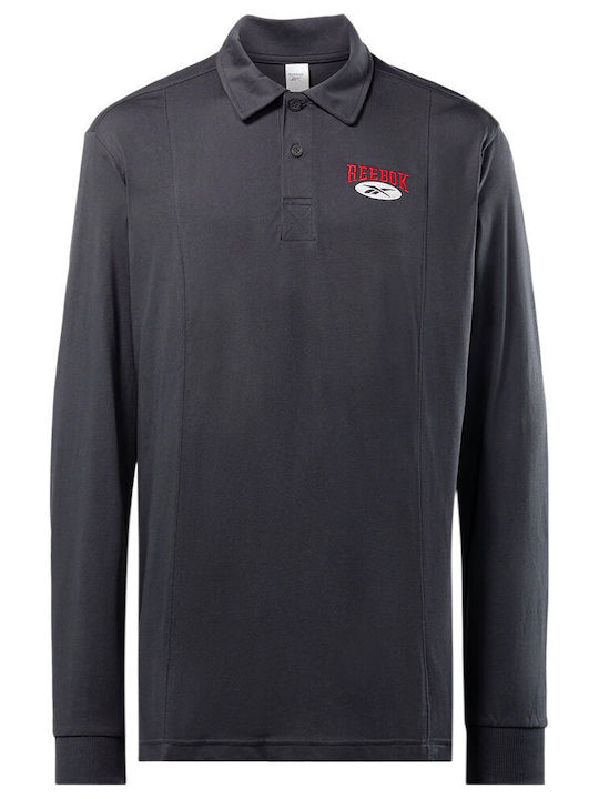 Archive Essentials Polo Long Sleeve Blouse Gray