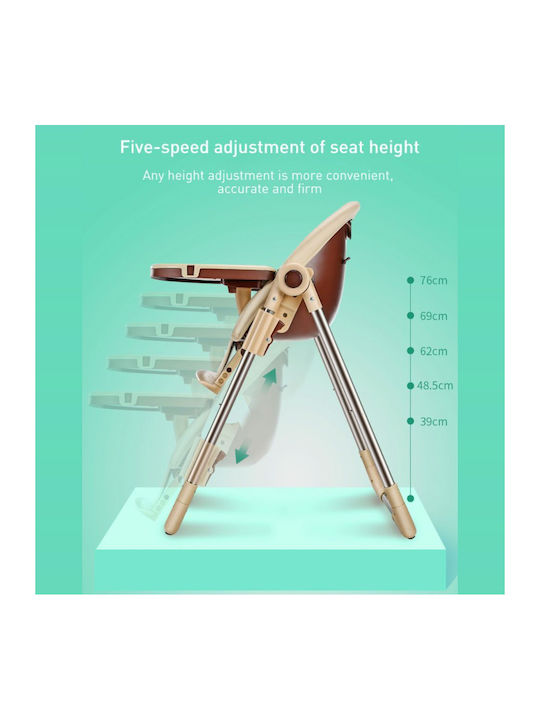 Dream House Foldable Baby Highchair with Adjustable Height Green