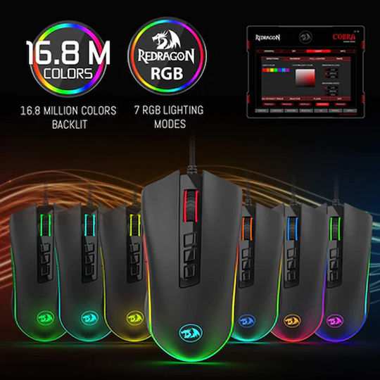 Redragon M711 Cobra V2 RGB Gaming Ποντίκι 10000 DPI Μαύρο