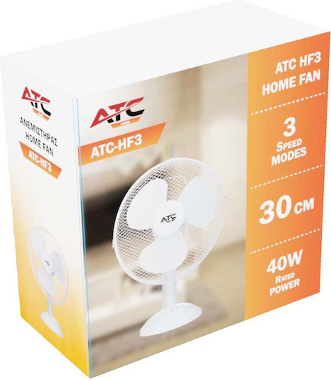 ATC Tischventilator 40W Lüfterdurchmesser 30cm Weiß