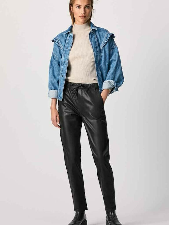 Cara Women's Fabric Trousers Tapered Line Black