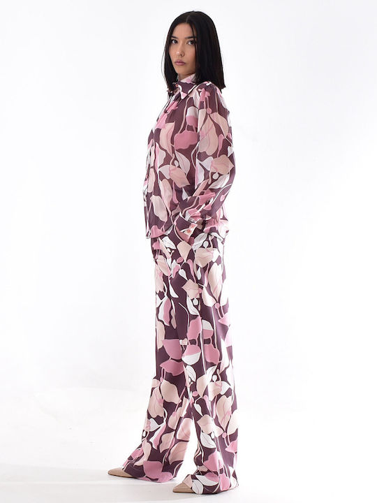 Dama Tesatura Pantaloni Floral Violet