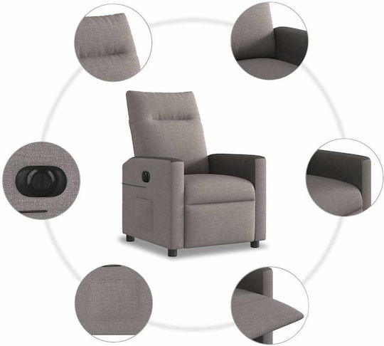 Sessel mit Fußhocker Taupe 50x54x100cm