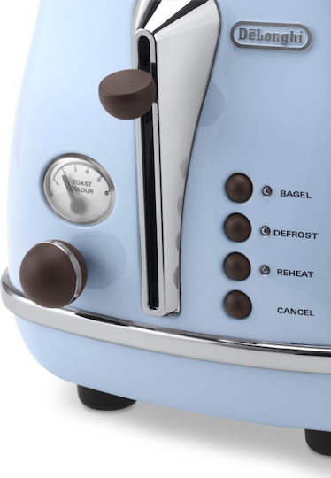 De'Longhi Icona Vintage Φρυγανιέρα 2 Θέσεων 900W Μπλε