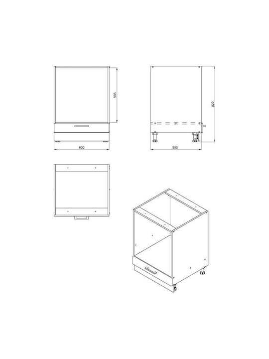 Diva Lower Oven Cabinet White 60x56x82pcs