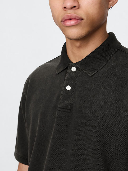 Polo Herrenbluse Kurzarm Schwarze
