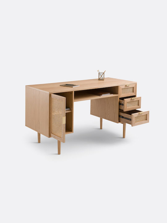 Schreibtisch Holz Oaks Ratan 140x60x77.5cm