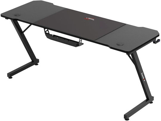Birou Gaming Hero din Lemn Negru cu Picioare Metalice 160x60x74cm