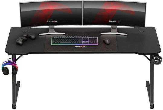 Birou Gaming Hero din Lemn Negru cu Picioare Metalice 160x60x74cm
