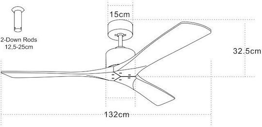 Zambelis Lights Ceiling Fan 132cm Black-Cherry