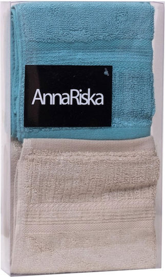 Anna Riska Χεριών 30x50εκ. Beige-aqua Blue 3τμχ Βάρους 600gr/m²
