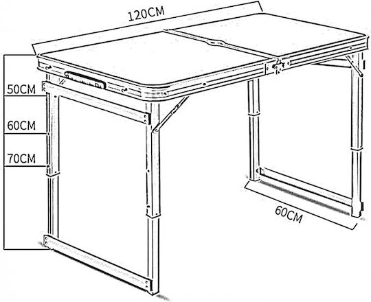 ForHome Metallic Table Set for Camping Foldable 60x120x70cm Silver