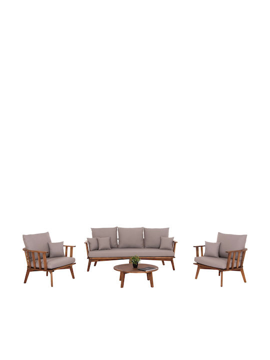 Set Mobilier Exterior Harra 4 Piese Natural Cu Perne