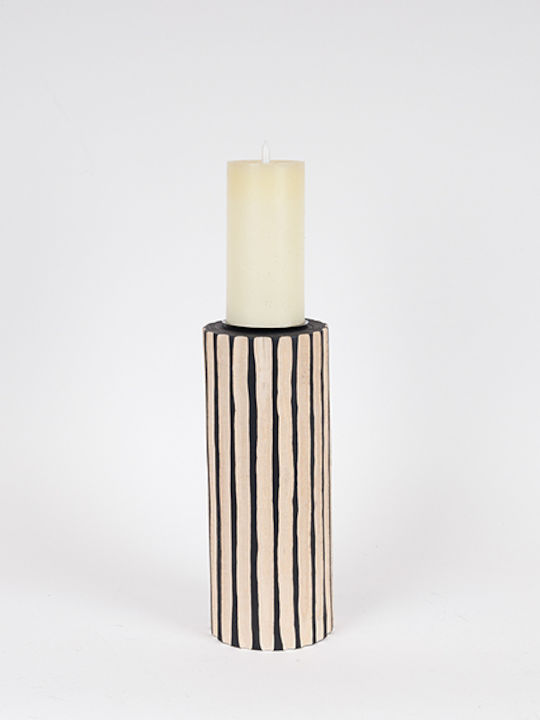 Natural Candle Holder Wooden in Black Color 12x34x12cm 1pcs
