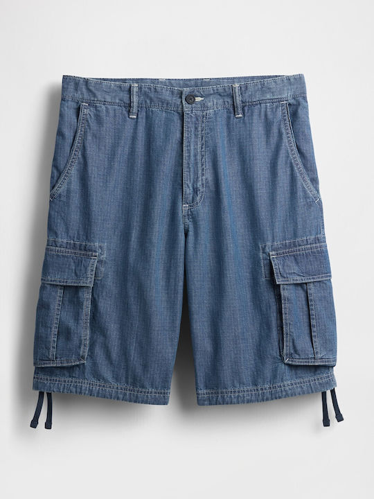 Bermude Din Denim Pentru Bărbați, Croială Largă, Albastre, Medium Indigo