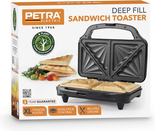 Petra Electric Sandwich Maker for 2 Sandwiches 800W Black