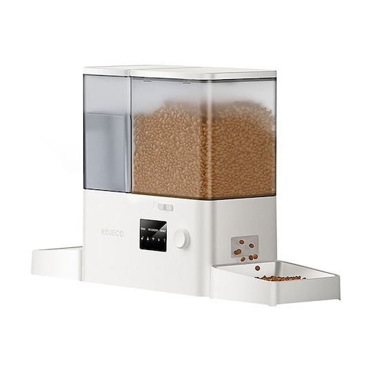 Rojeco 2 in 1 Stainless Steel Waterer Feeder for Dog & Cat in White with Wi-Fi