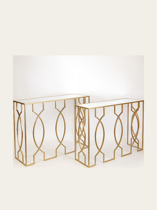 Consolă Metalică cu Suprafață din Sticlă Golden L106.5xL35.5xH79buc