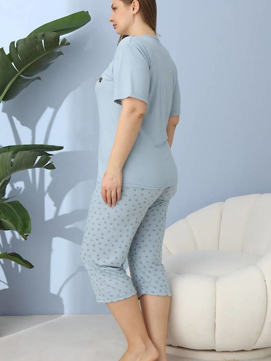 Lindros Summer Women's Pyjama Set Sky Blue