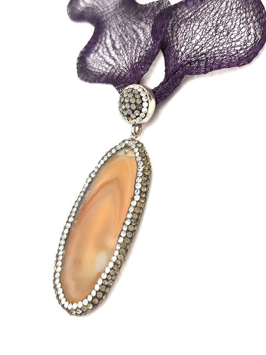 PS Silver Silver Necklace with Brown Stones
