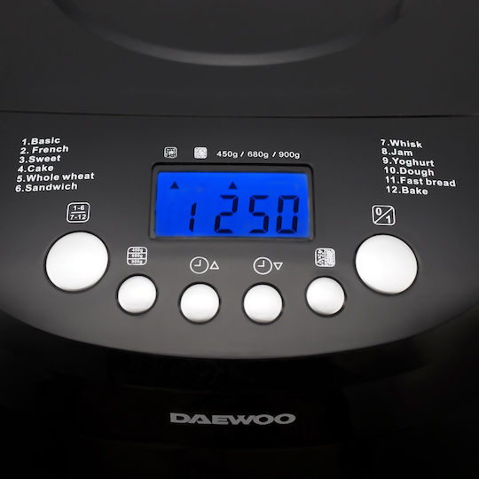 Daewoo Brotbackautomat mit 600W Leistung und 900gr Kapazität mit 12 Programmen