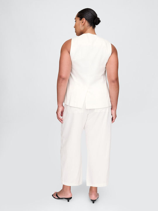 Damen Leinen Hose Off White