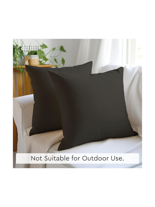 Διακοσμητική Μαξιλαροθήκη Linen από 100% Βαμβάκι Black 60x60εκ.