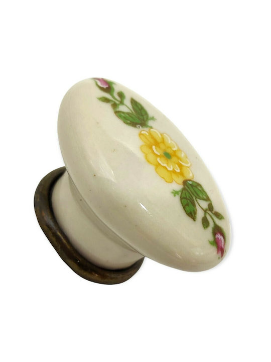 Italienischer Möbelknopf Gem 9091-000-brz1 Bronze Antik Porzellan