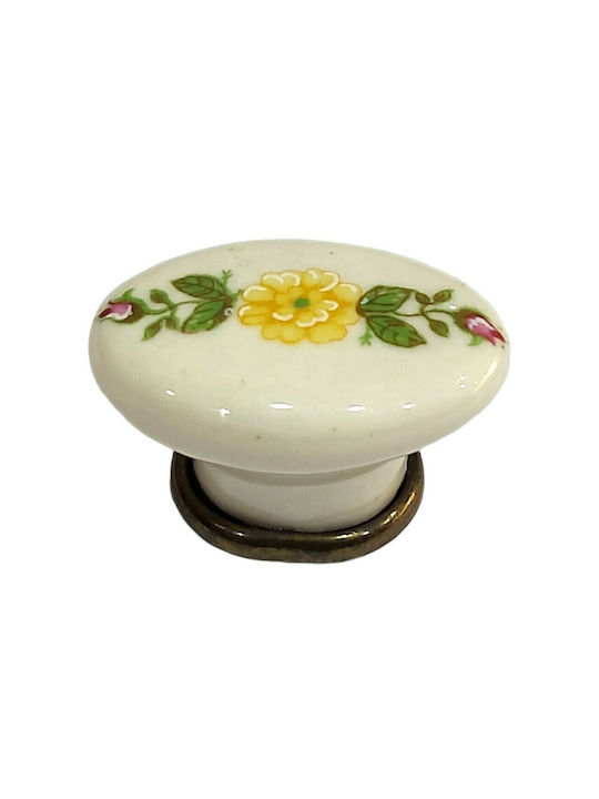Italienischer Möbelknopf Gem 9091-000-brz1 Bronze Antik Porzellan