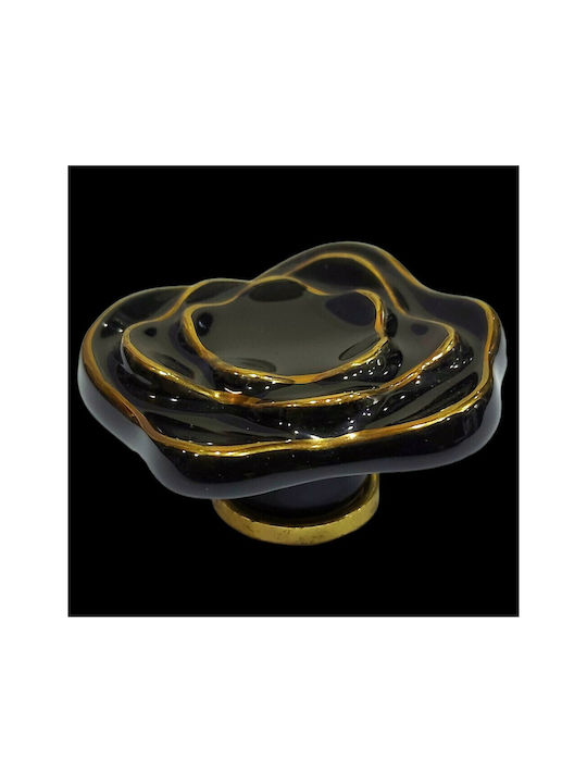 Porcelain Italian Furniture Knob Premiere 1332-oro1 Ø64 Glossy Gold Porcelain