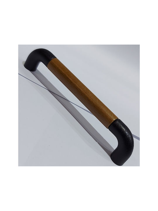 Italian Furniture Handle Eureka 11684-096-lef1 Black Matte Wood Size 9.6cm
