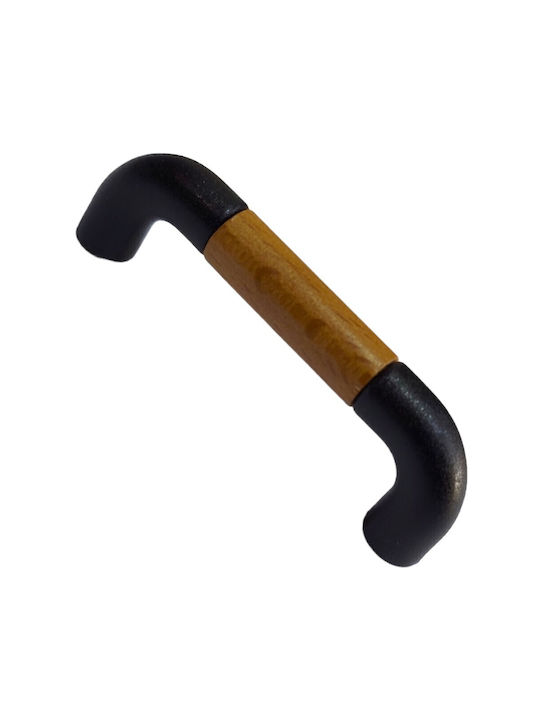 Italian Furniture Handle Eureka 11687-064-lef1 Black Matte Wood Size 6.4cm