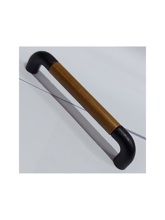 Italian Furniture Handle Eureka 11684-096-lef1 Black Matte Wood Size 9.6cm