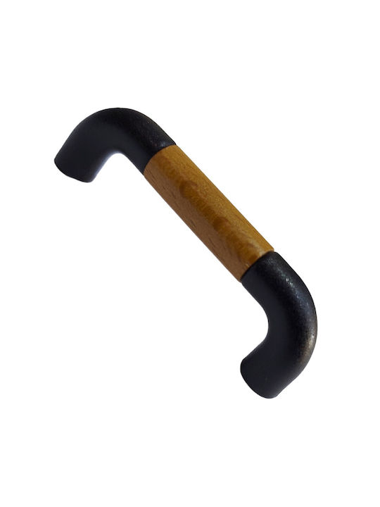 Italian Furniture Handle Eureka 11687-064-lef1 Black Matte Wood Size 6.4cm