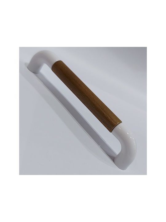 Italian Furniture Handle Eureka 11685-096-lef1 White Wooden Size 9.6cm
