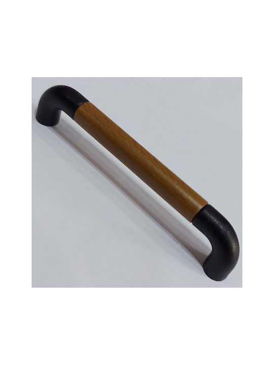 Italian Furniture Handle Eureka 11684-096-lef1 Black Matte Wood Size 9.6cm