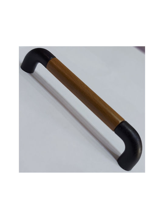 Italian Furniture Handle Eureka 11684-096-lef1 Black Matte Wood Size 9.6cm