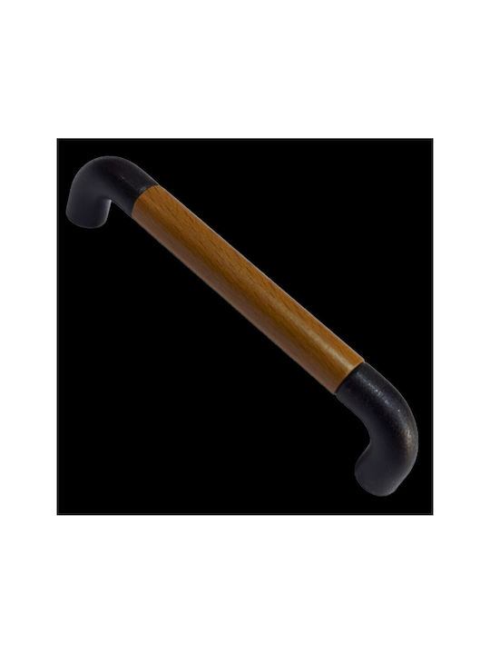 Italian Furniture Handle Eureka 11684-096-lef1 Black Matte Wood Size 9.6cm